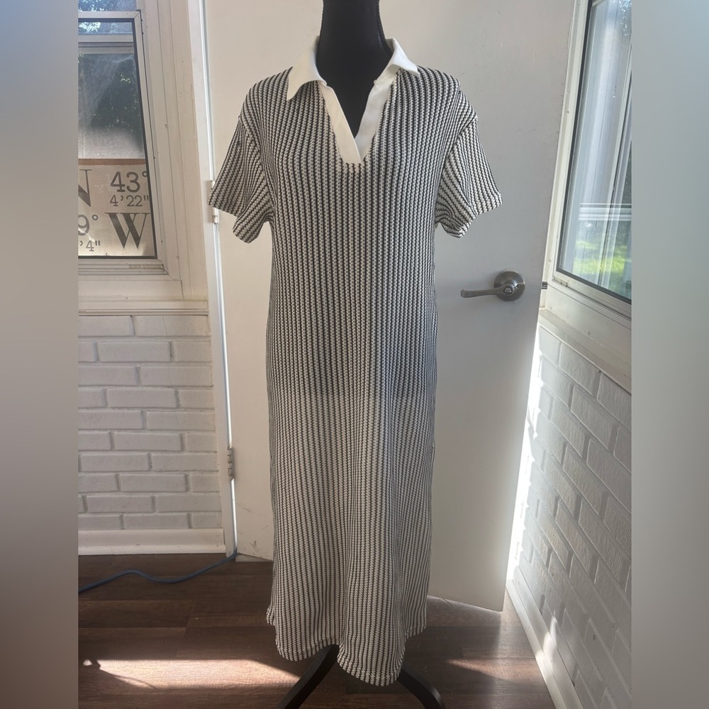 Blue Tassel at Anthropologie NEW WITH TAGS Collared Midi Dress Medium - Picture 2 of 12